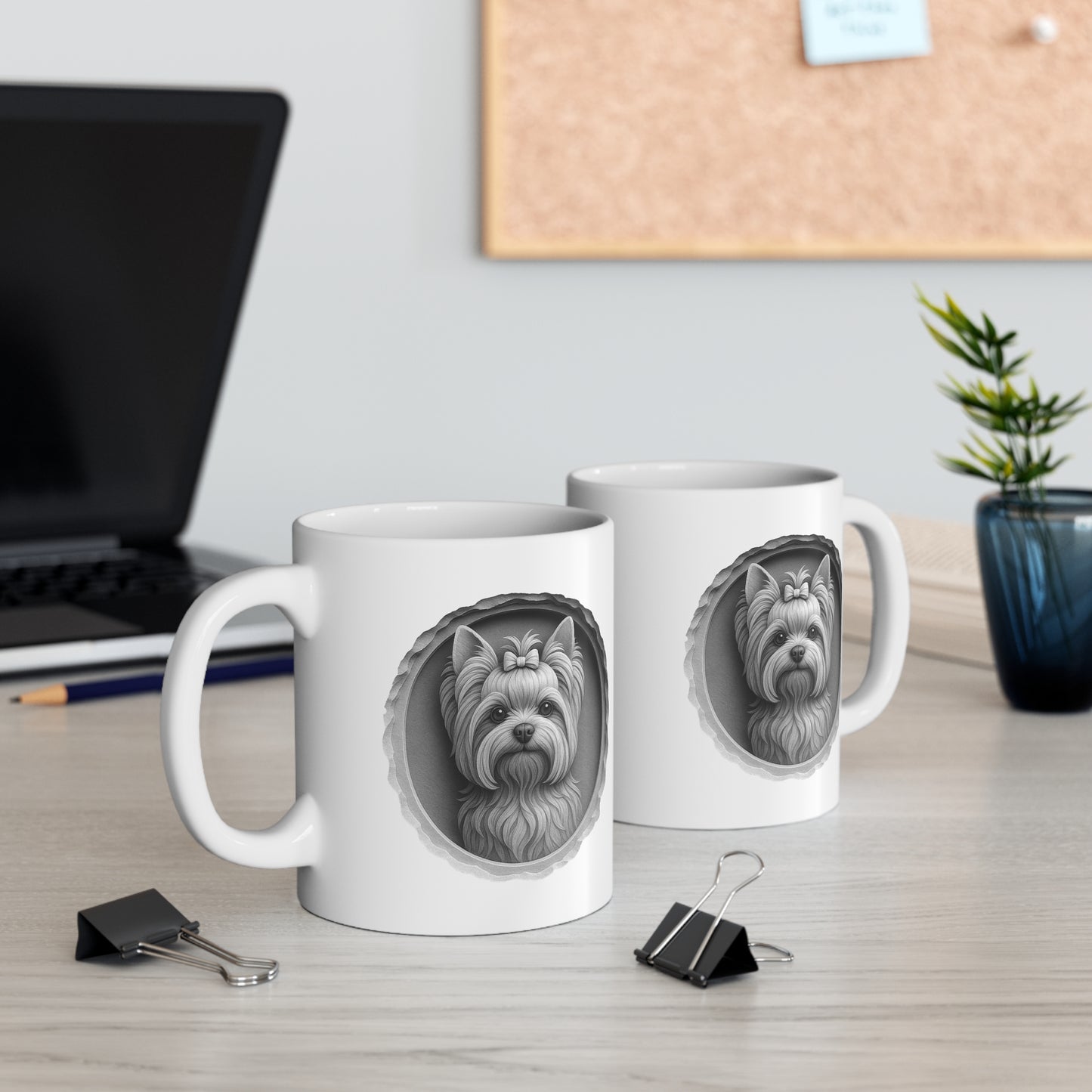 Charming Dog Portrait Mug - Cute Pet Lover Gift, Yorkshire Terrier Coffee Cup, Unique Dog Decor, Animal Lover Mug, Pet-Themed Kitchenware