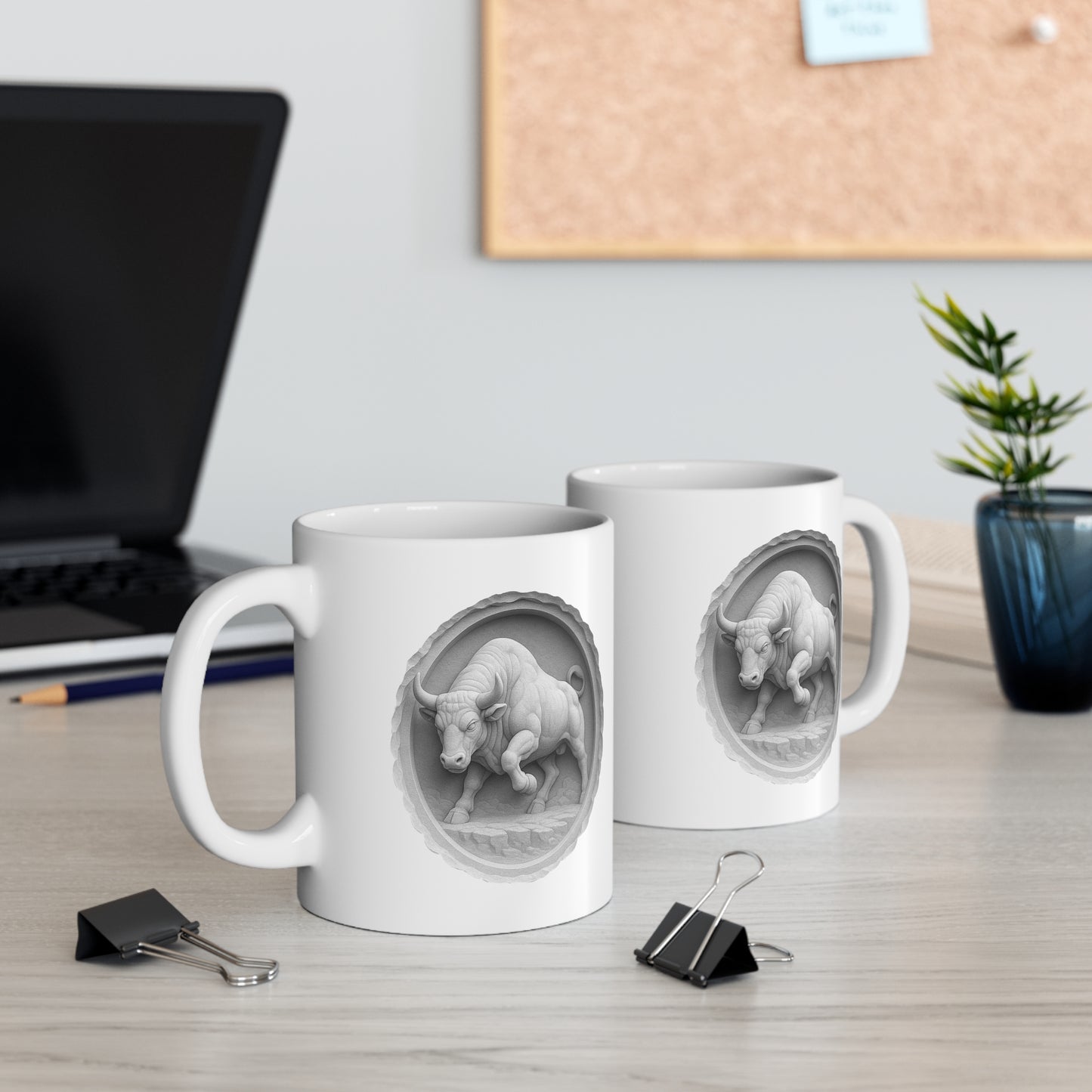 Bull Relief Mug - Rustic Ceramic Coffee Cup for Animal Lovers | Tooneety
