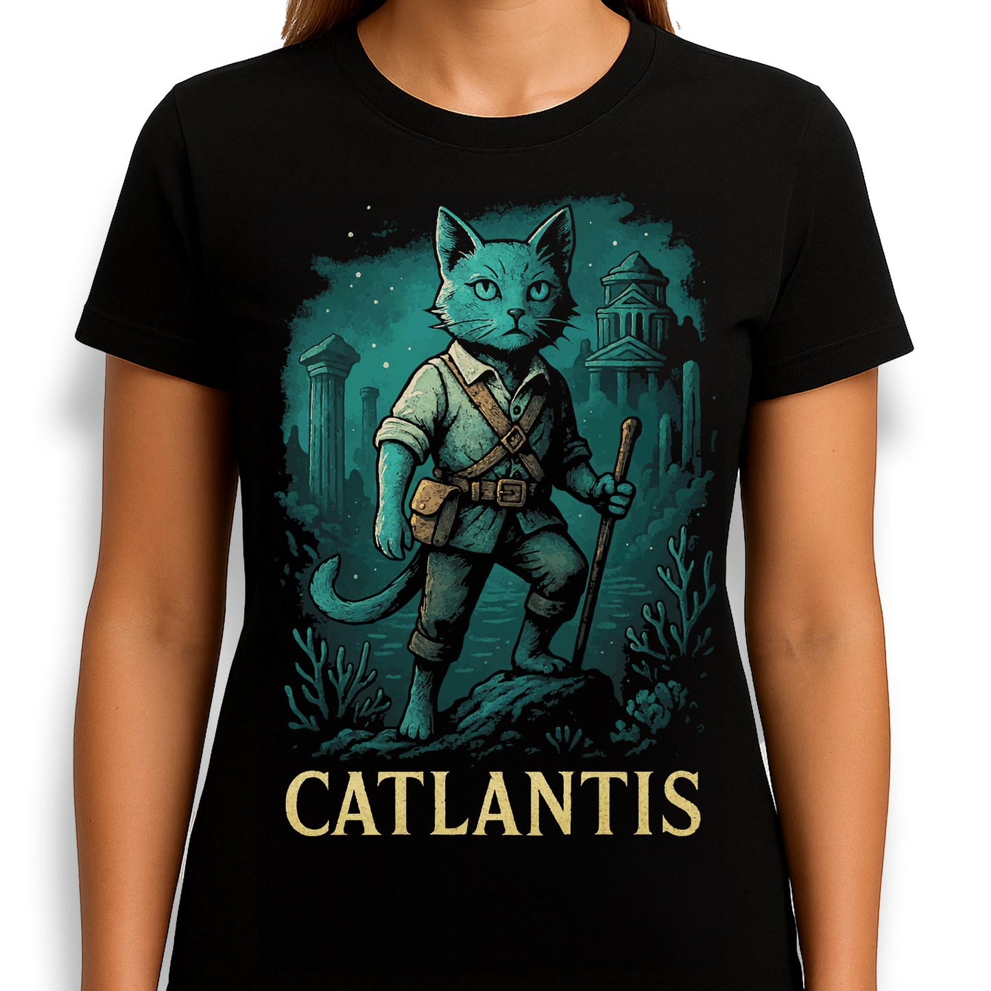 Catlantis T-shirt – Lost City Adventure Cat Tee | Tooneety