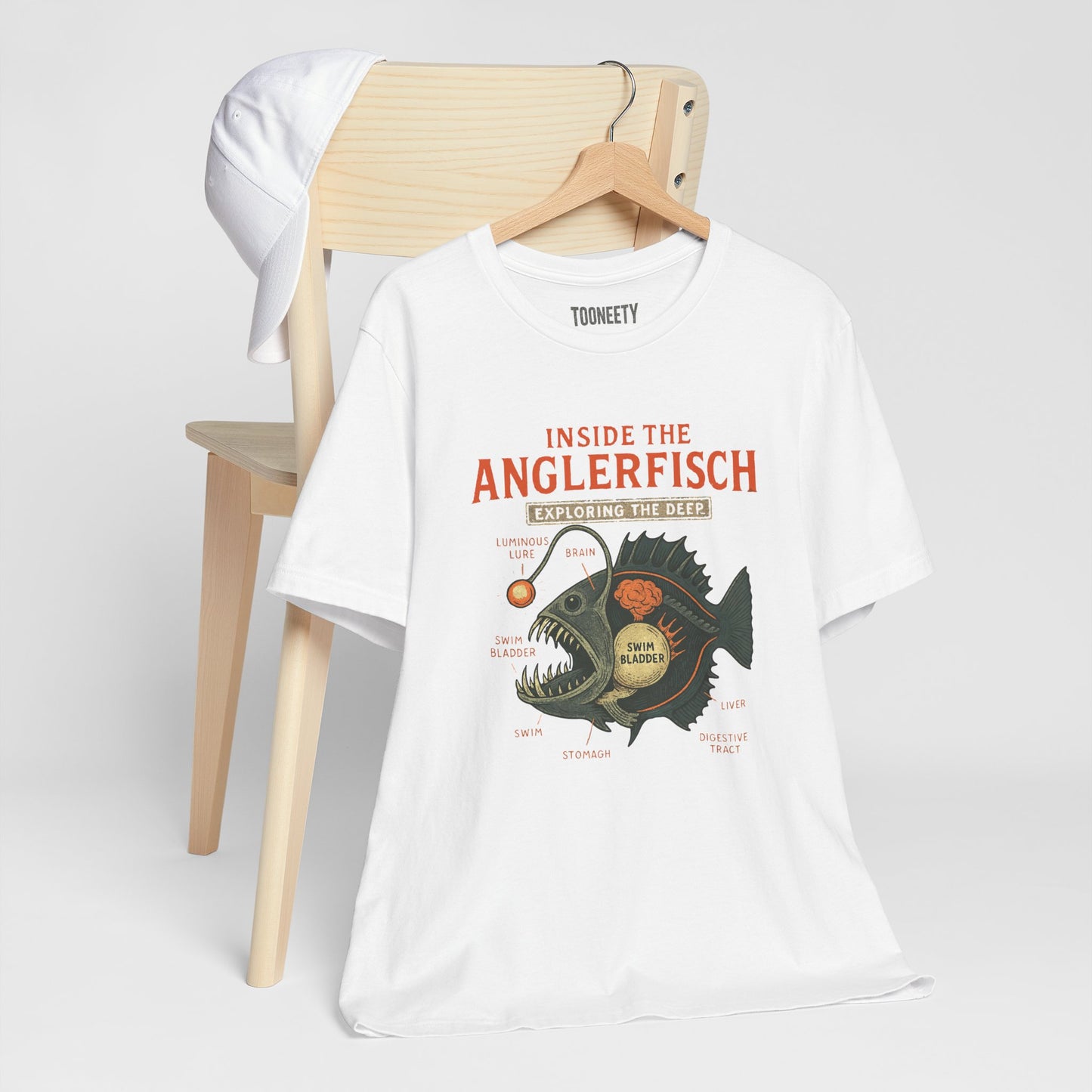 Inside the Anglerfish T Shirt Deep Sea Ichthyology Diagram Tee Funny Educational Fish Anatomy Shirt