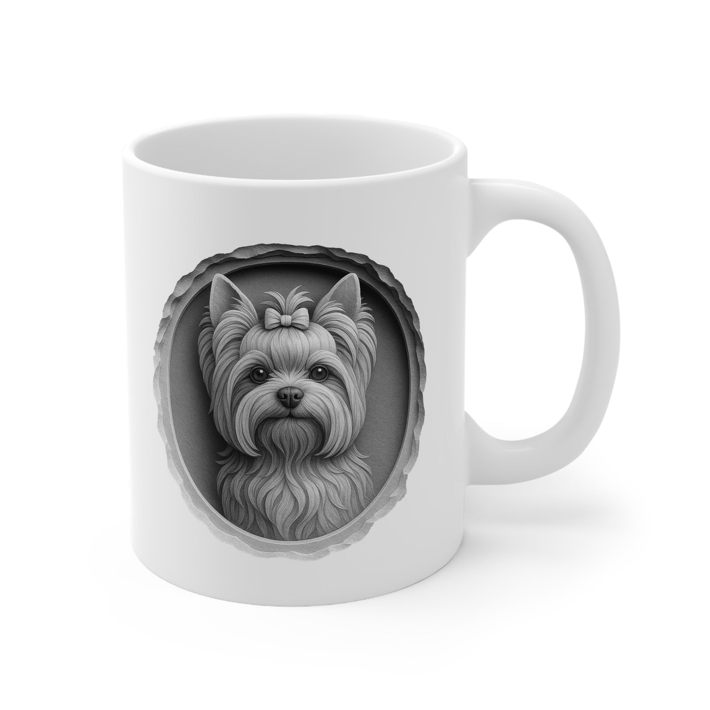 Charming Dog Portrait Mug - Cute Pet Lover Gift, Yorkshire Terrier Coffee Cup, Unique Dog Decor, Animal Lover Mug, Pet-Themed Kitchenware