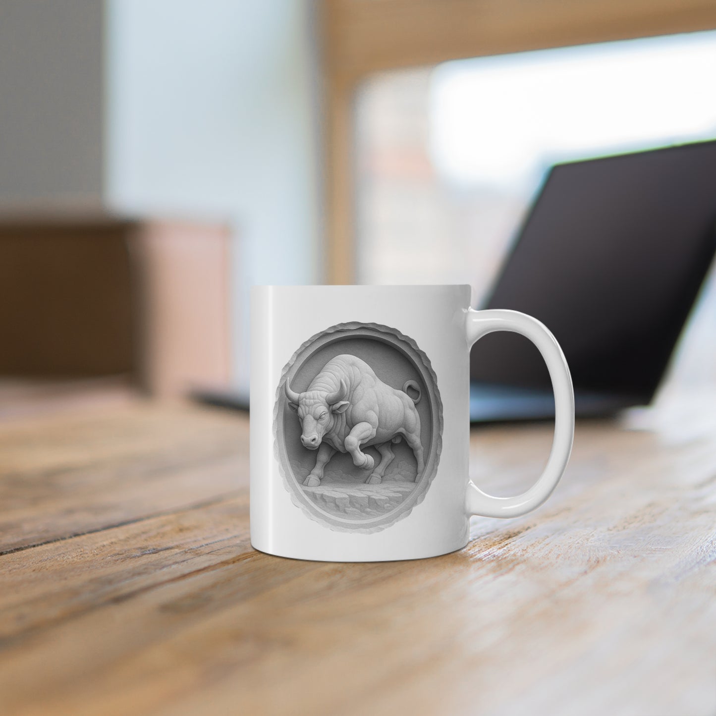 Bull Relief Mug - Rustic Ceramic Coffee Cup for Animal Lovers | Tooneety