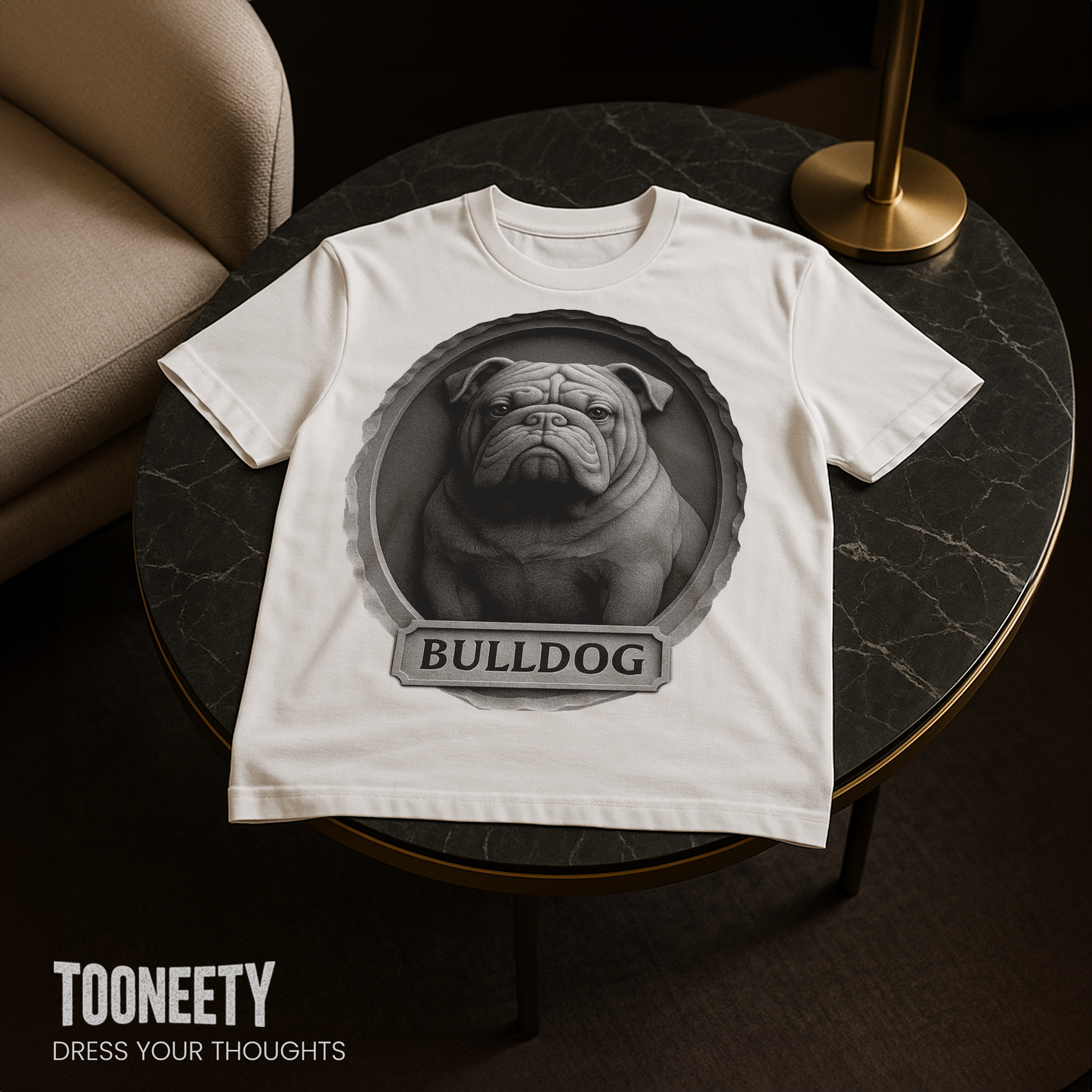 Bulldog Dog Portrait Shirt – Bold Sculptural Gift Tee for Men | Tooneety