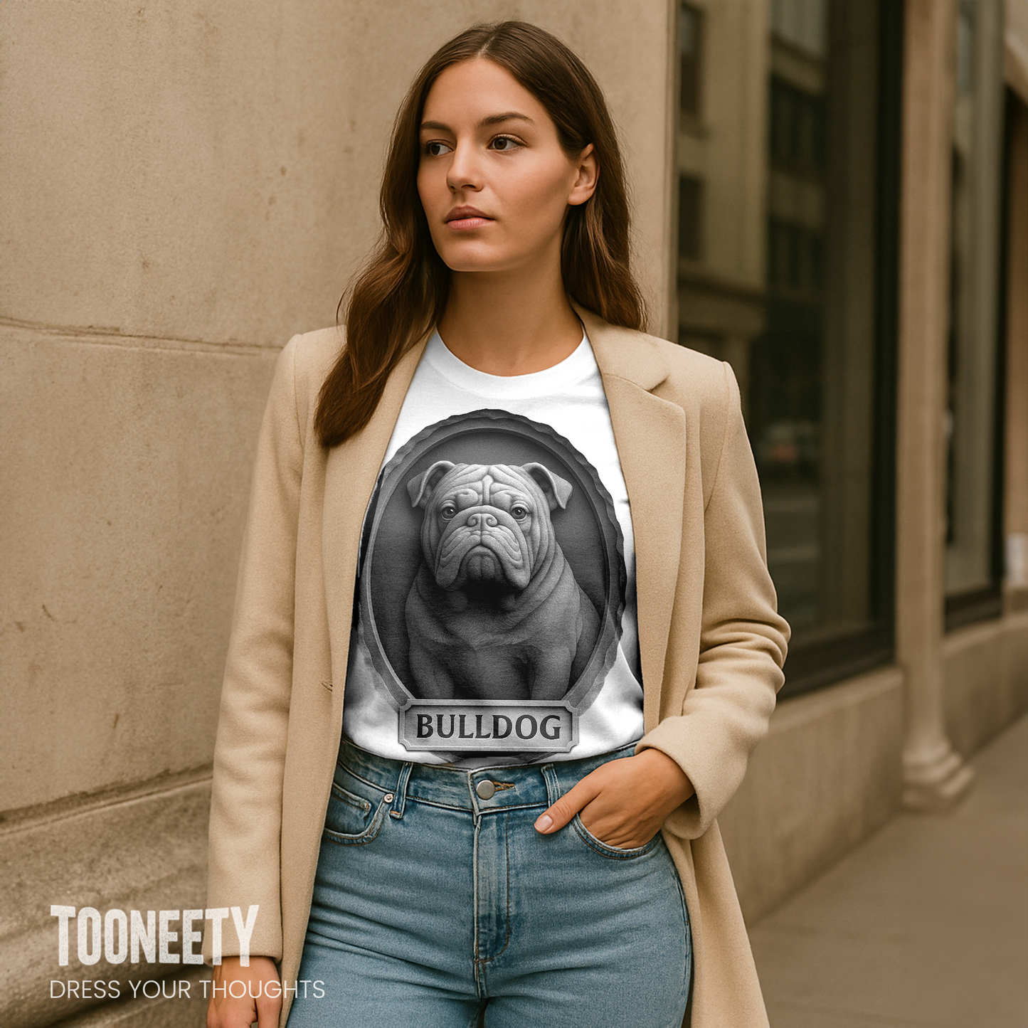 Bulldog Dog Portrait Shirt – Bold Sculptural Gift Tee for Men | Tooneety