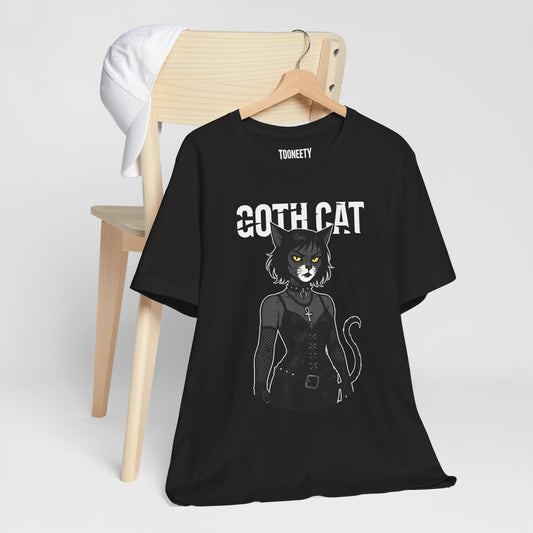 Goth Cat Graphic Tee | Unisex Short Sleeve T-Shirt, Alternative Fashion, Cat Lover Gift, Spooky Vibes, Halloween Apparel