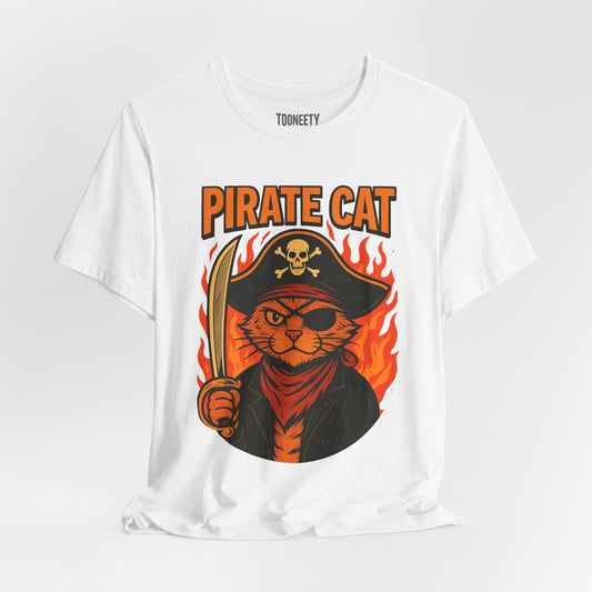 Pirate Cat T-Shirt, Fun Cat Tee, Pirate Lover Gift, Unique Animal Shirt, Casual Wear, Cat Mom Shirt