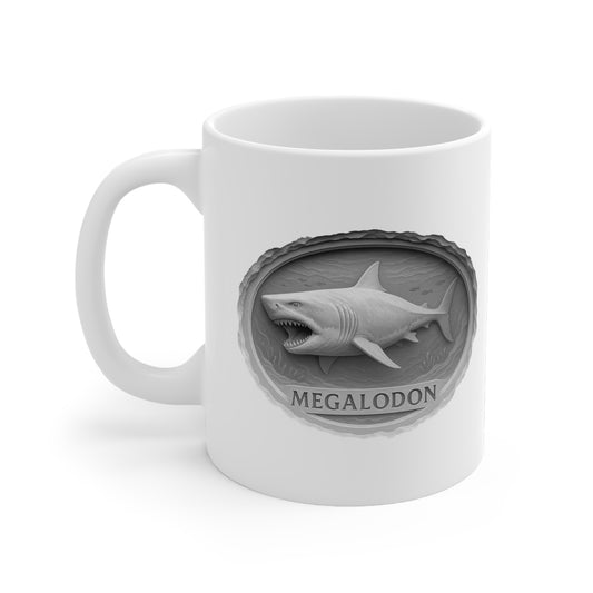 Megalodon Coffee Mug, Shark Lover Gift, Ocean Decor, Marine Life Cup, Unique Tea Mug, Nautical Kitchenware – Vintage bee graphic shirt by Tooneety