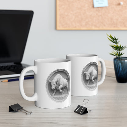 Bull Relief Mug - Rustic Ceramic Coffee Cup for Animal Lovers | Tooneety