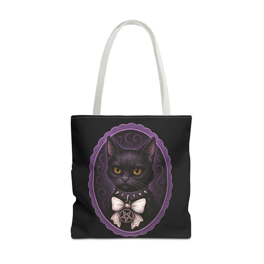 Gothic Cat Tote Bag - Spooky Black Cat AOP Bag – Eco Tote for Creativ