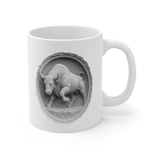 Bull Relief Mug - Rustic Ceramic Coffee Cup for Animal Lovers | Tooneety