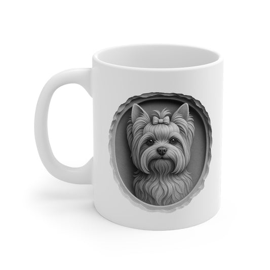 Charming Dog Portrait Mug - Cute Pet Lover Gift, Yorkshire Terrier Coffee Cup, Unique Dog Decor, Animal Lover Mug, Pet-Themed Kitchenware