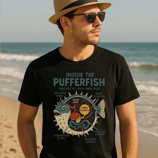 Inside the Pufferfish T Shirt  Funny Science Tee for Ichthyology Lovers, Marine Biology Gift, Anatomy Graphic Shirt, Nerdy Ocean Humor