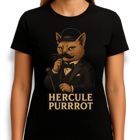 Hercule Purrrot Tee – Clever Black Cat Detective | Tooneety