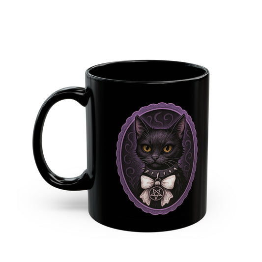 Black Cat-Themed Mug, Perfect for Cat Lovers, Coffee or Tea Gift, Halloween Decor, Customizable Option Available