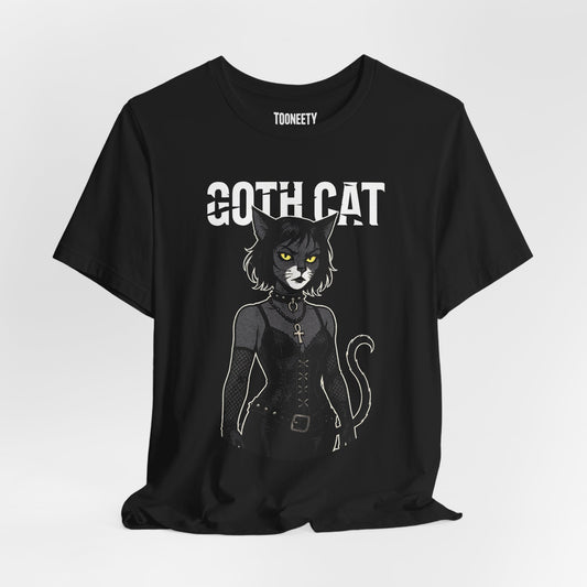 Goth Cat Graphic Tee | Unisex Short Sleeve T-Shirt, Alternative Fashion, Cat Lover Gift, Spooky Vibes, Halloween Apparel
