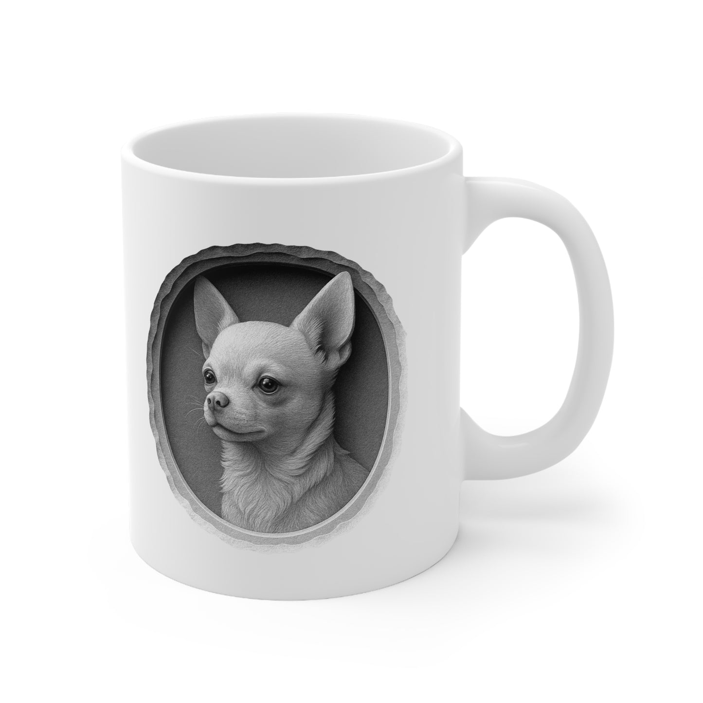 Chihuahua Art Mug, Dog Lover Gift, Black and White Coffee Cup, Pet Memorial Mug, Personalized Pet Lover Mug