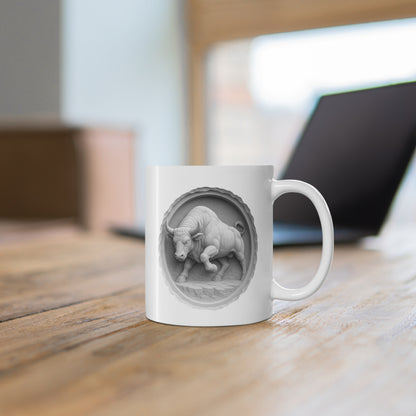 Bull Relief Mug - Rustic Ceramic Coffee Cup for Animal Lovers | Tooneety
